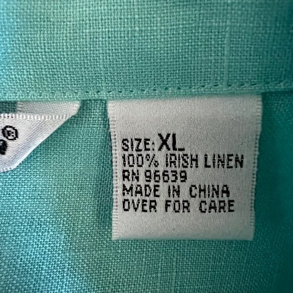 Richard Malcom NEW Irish Linen Button Down Shirt In Turquoise Size XL - Picture 12 of 14